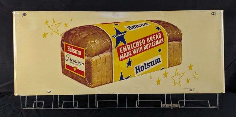 COUNTRY STORE TIN PAPER BAG HOLDER RACK SIGN COTTON'S HOLSUM BREAD