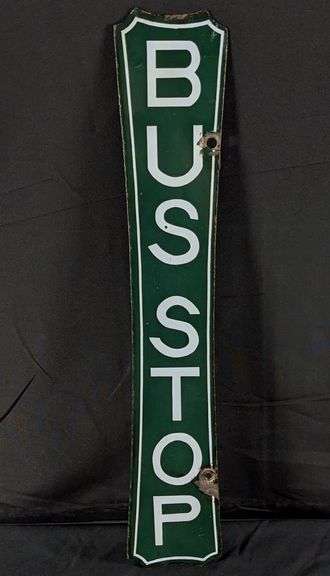 PORCELAIN BUS STOP SIGN (DOUBLE SIDED)
