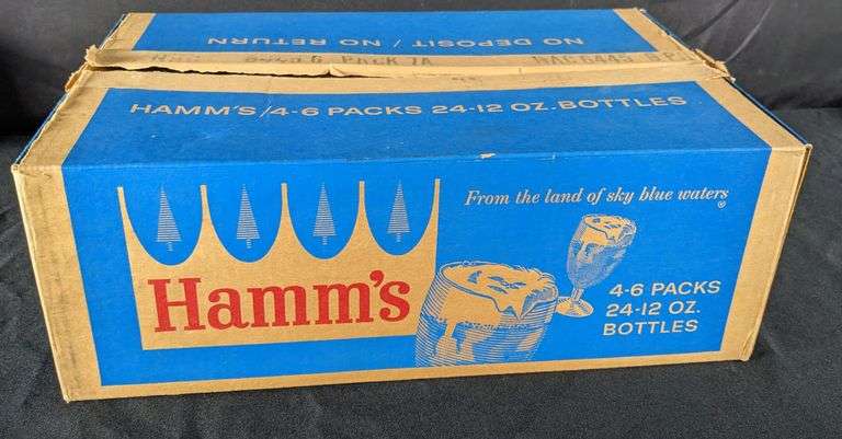 EMPTY HAMMS BEER 4-6 PACK BOTTLES CASE