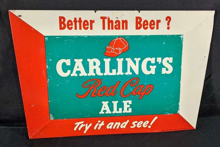 TOC TIN SIGN BETTER THAN BEER? CARLING'S RED CAP ALE
