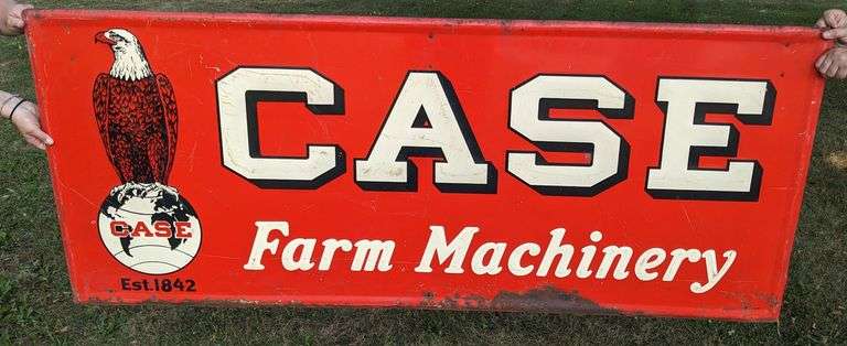 EMBOSSED TIN SIGN CASE FARM MACHINERY
