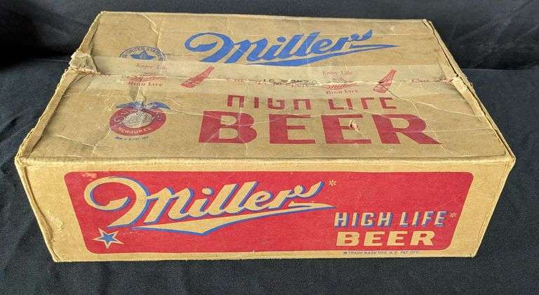 EMPTY CARDBOARD CASE MILLER HIGH LIFE BEER 24 - 12 OZ FLAT TOP CANS