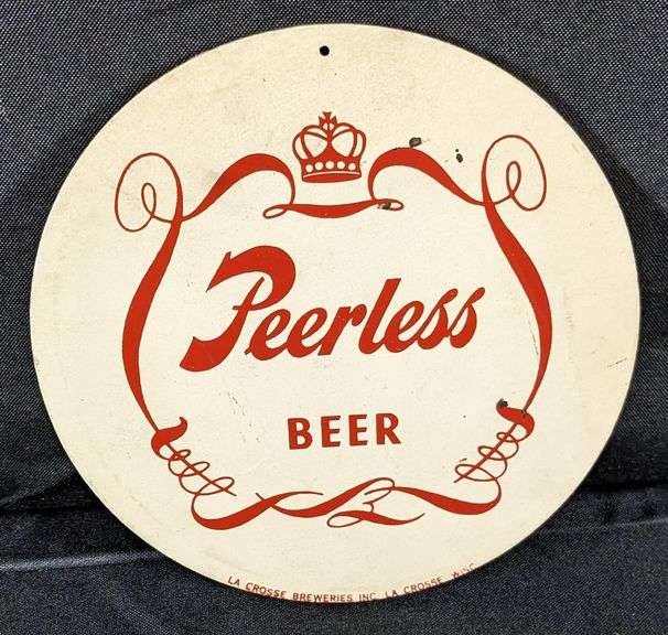 MASONITE SIGN PEERLESS BEER LA CROSSE WISCONSIN