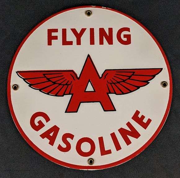 PORCELAIN GAS PUMP SIGN FLYING A GASOLINE