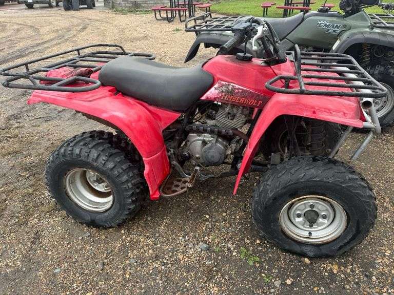 1998 Yamaha Timberwolf ATV, 230cc, 2WD, Red, Front & Rear Cargo Racks