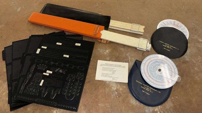 Vintage Slide Rule, Engraving Sample Plates, Rawal Engravers, Chem Etch ...