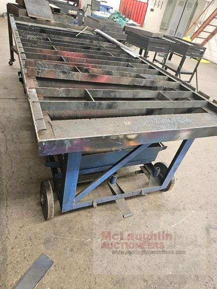 Industrial Metal Casting Table, 3 Compartments, Steel, Mobile ...