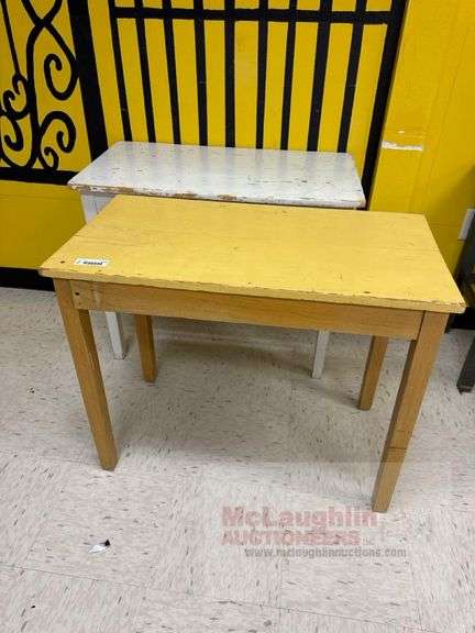 Wooden Table Set, Yellow and White, 4 Legs per Table, Approx. 30 x 20 x ...