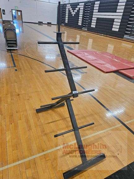 Black Metal Weight Plate Rack, Holds Multiple Olympic Plates ...