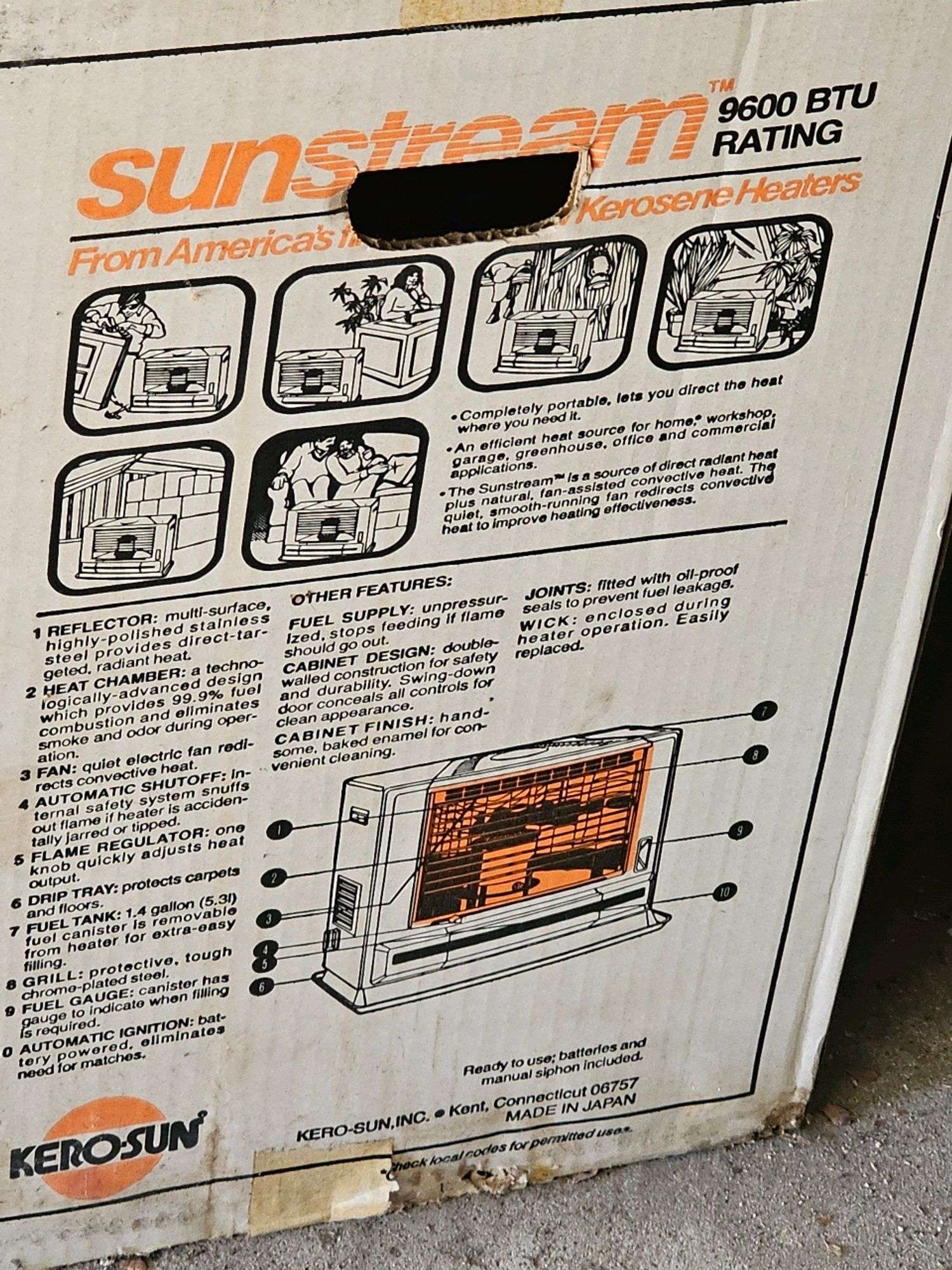 Kero-Sun Sunstream Portable Kerosene Heater, 9600 BTU, Japan-Made
