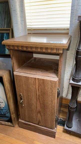 Brown Wooden End Table Cabinet, 1 Shelf, with Cabinet Door