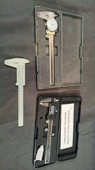 Dial, Digital, and Vernier Caliper Set with Cases