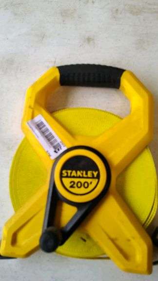 Stanley Measuring Tape, 200 ft Length, Open Reel Design, Yellow/Black