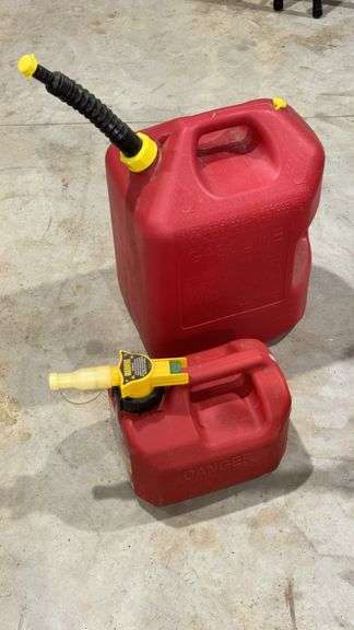Red Gasoline Containers, 5 Gallon & 1.25 Gallon Capacity, High-Density Polyethylene