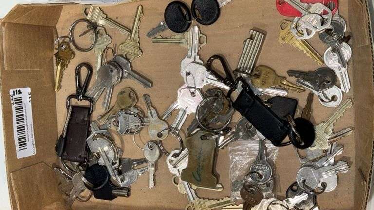 Large Lot of Miscellaneous Metal Keys and Keychains