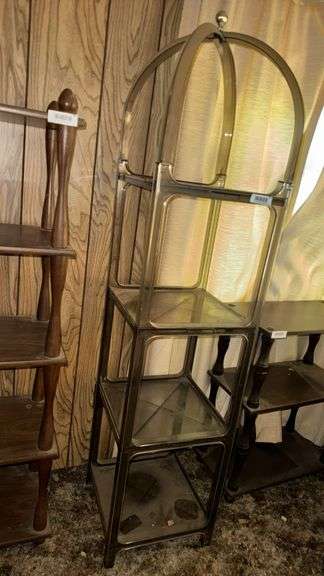 Lightweight Metal and Plastic Shelving Unit, 4 Shelves, Arched Top