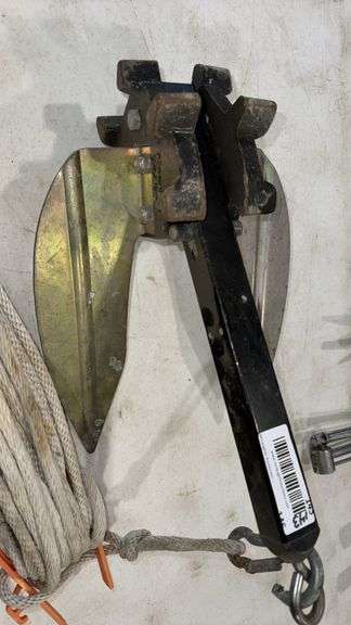 Fluke Anchor, Galvanized Steel, Approx 50 ft Nylon Rope
