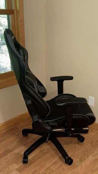 Dowinx Black and Gray Gaming Chair, Adjustable Recline, Headrest & Lumbar Support