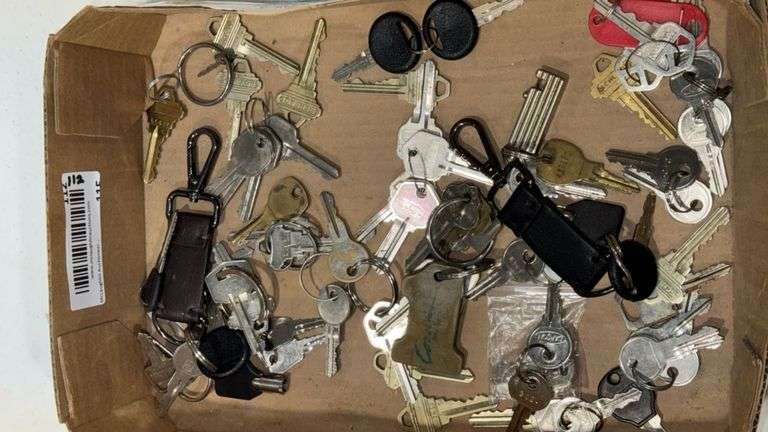 Large Lot of Miscellaneous Metal Keys and Keychains