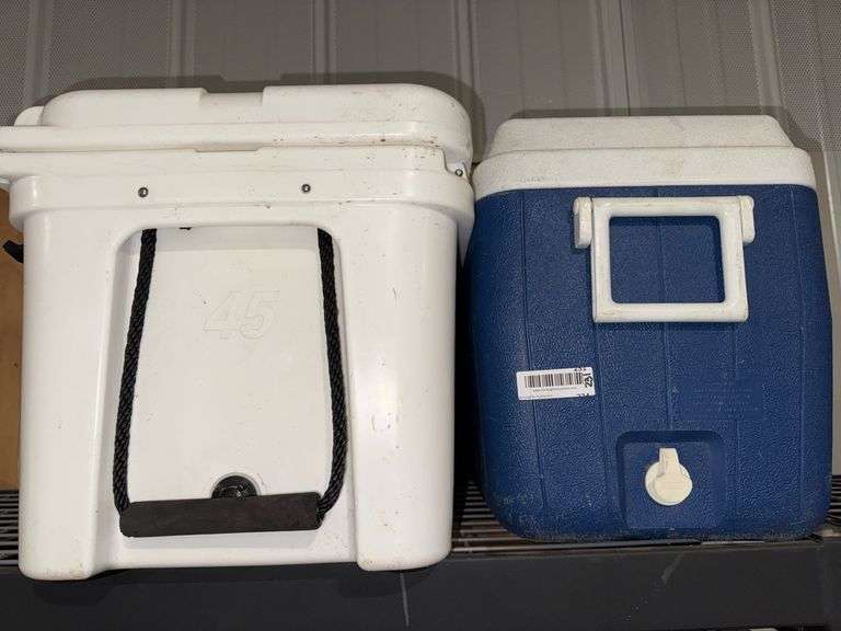 RTIC 45 Hard Cooler, White, Heavy-duty T-latches, Rope Handles