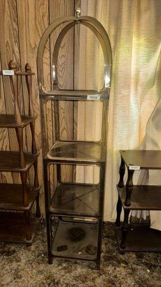 Lightweight Metal and Plastic Shelving Unit, 4 Shelves, Arched Top