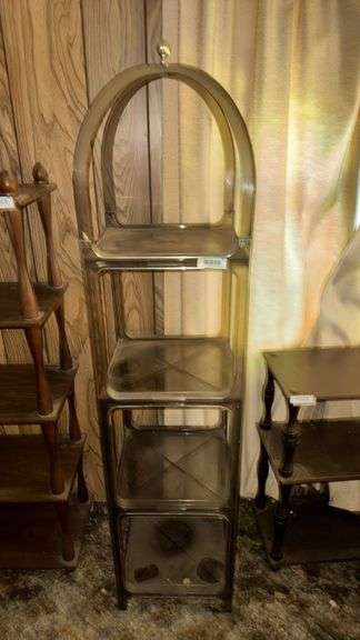 Lightweight Metal and Plastic Shelving Unit, 4 Shelves, Arched Top