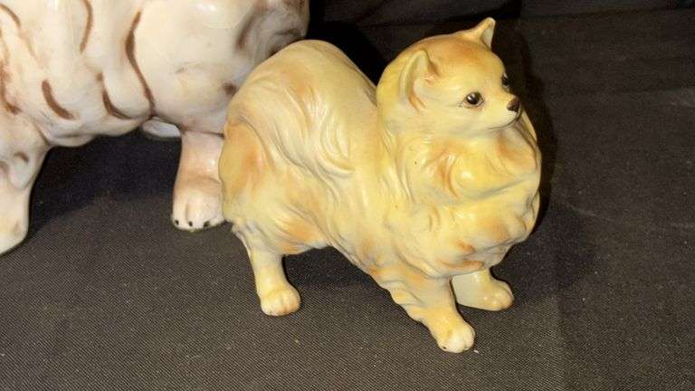 Ceramic Dog Figurines, Pomeranian, 20th Century