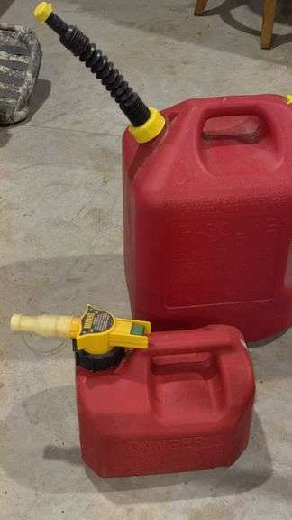 Red Gasoline Containers, 5 Gallon & 1.25 Gallon Capacity, High-Density Polyethylene