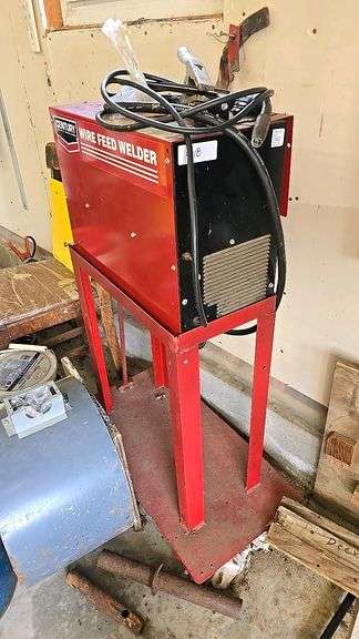 Century 90 Amp Wire Feed Welder, 120V, Includes Cables and cart