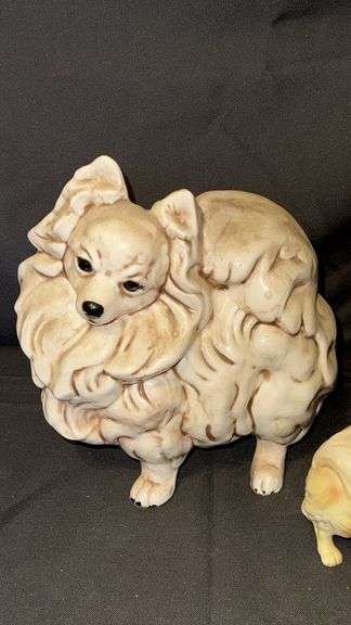 Ceramic Dog Figurines, Pomeranian, 20th Century