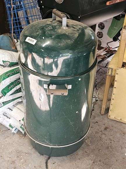 Green Charcoal Smoker with Temperature Gauge and Side Handles