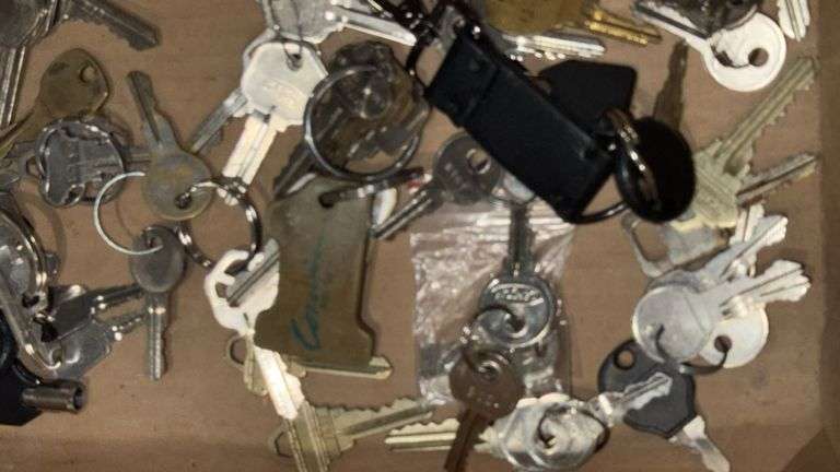 Large Lot of Miscellaneous Metal Keys and Keychains