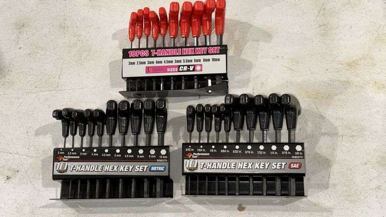 Powerbuilt T-Handle Hex Key Set, 20-Piece, Metric & SAE Sizes