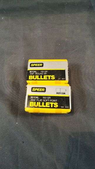 Speer .30 Cal 150 Gr Flat Soft Point Bullets,  (2) -100 Rounds, per box