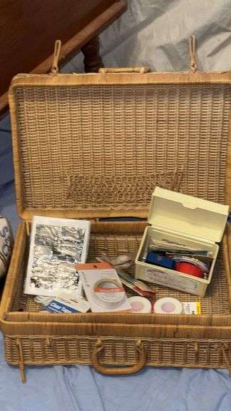 Sewing Cabinet, Sew Pro Sew E-Z Genii Sewing Machine with Accessories and Case