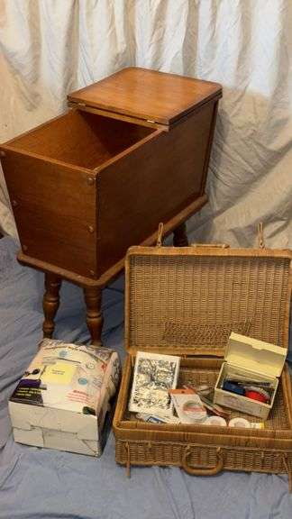 Sewing Cabinet, Sew Pro Sew E-Z Genii Sewing Machine with Accessories and Case