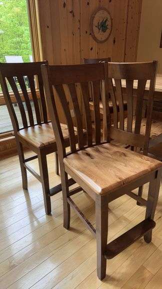 Tall Square Wooden Dining Table Set with 6 Chairs, Built-in Storage Cabinets