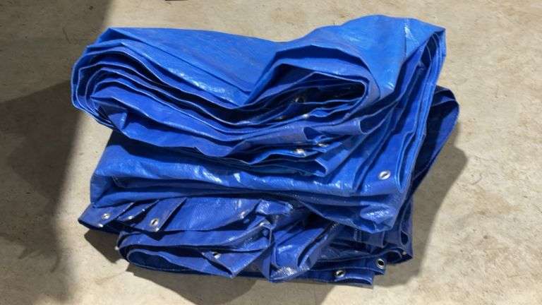 Blue 10x15 ft Polyethylene Tarp, Waterproof, Reinforced Hem, Grommet Spacing