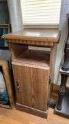 Brown Wooden End Table Cabinet, 1 Shelf, with Cabinet Door