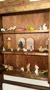Wooden Display Cabinet with Glass Door and Figurines, 3 Shelves, Brown