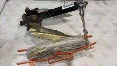 Fluke Anchor, Galvanized Steel, Approx 50 ft Nylon Rope