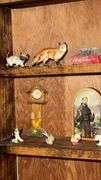 Wooden Display Cabinet with Glass Door and Figurines, 3 Shelves, Brown