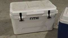RTIC 45 Hard Cooler, White, Heavy-duty T-latches, Rope Handles