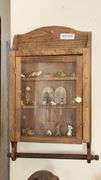 Wooden Display Cabinet with Glass Door and Figurines, 3 Shelves, Brown