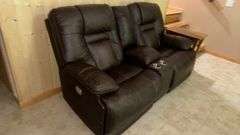 Dark Brown Reclining Sofa with Cup Holders & Armrest Storage