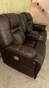 Dark Brown Reclining Sofa with Cup Holders & Armrest Storage
