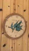 Wall Clock with Leech Lake Map Design, Wood Material, 12-Hour Face