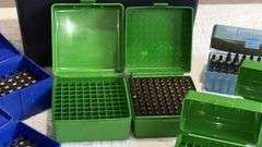 Brass Parts in Green & Blue Plastic Storage Boxes with Hunter Case
