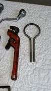 Vintage Hand Tools Set with Brace Drills, Pipe Wrench, Pliers, Pruning Shears