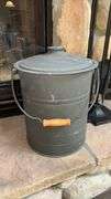 Black Metal Fireplace Tool Set & Ash Bucket, Includes Poker, Tongs, Shovel, Brush